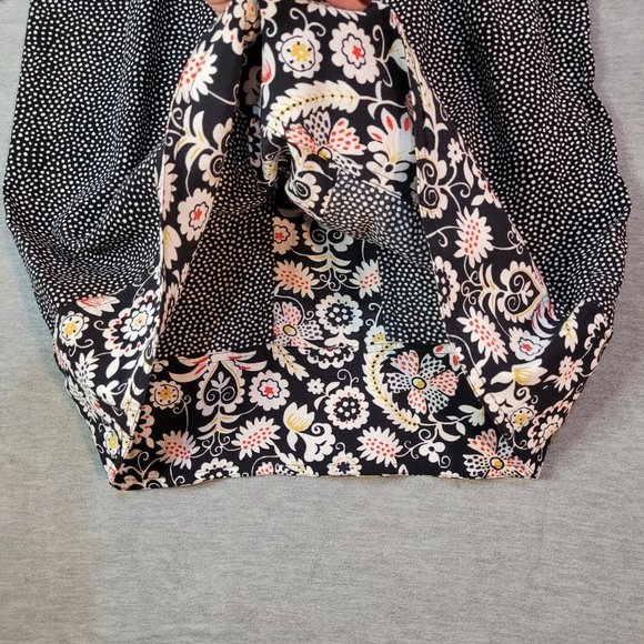 Boden Tunic Dress Womens 2 R 3/4 Sleeve Black Floral Polka Dot - Picture 3 of 16